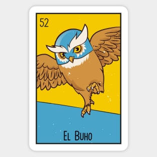 El Buho // Mexican Luchador Owl Loteria Card Sticker